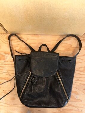 REBECCA MINKOFF Black Leather Backpack Purse - Sleek Everyday Carry